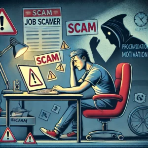 DALL·E-2025-02-10-11.55.12-A-conceptual-digital-illustration-representing-Job-Scams-and-Lack-of-Motivation.-The-image-features-a-frustrated-remote-worker-sitting-at-a-desk-lo-300x300 Top 5 Online Jobs in California: A Complete Guide to Remote Work Opportunities